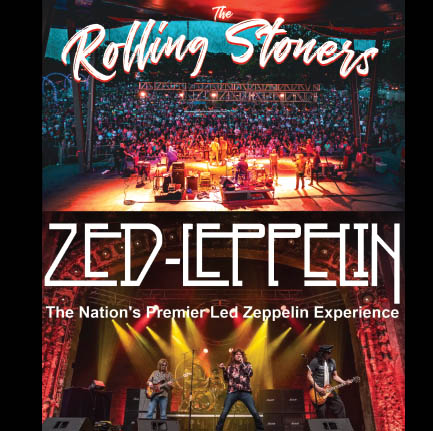 The rolling stones and led zeppelin event flyer